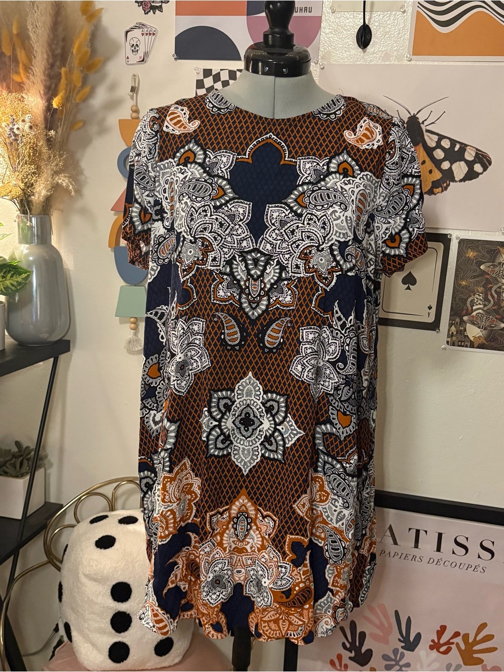Express Paisley Print Shift Dress Size Large
